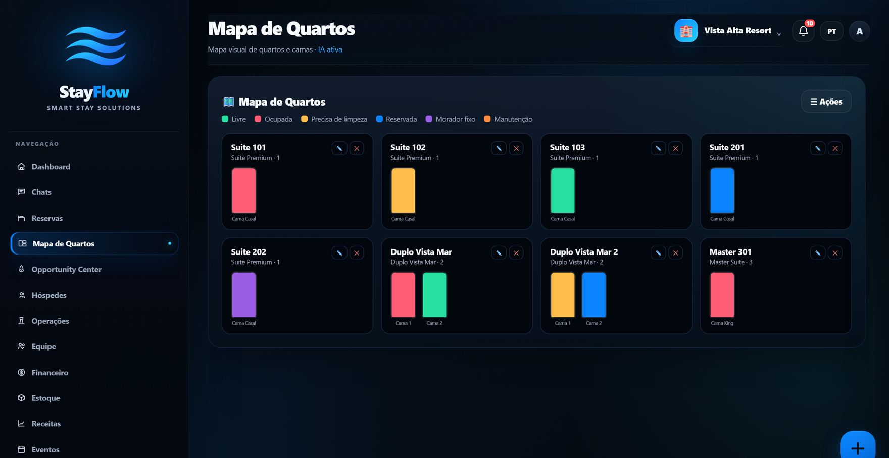 Mapa de Quartos StayFlow